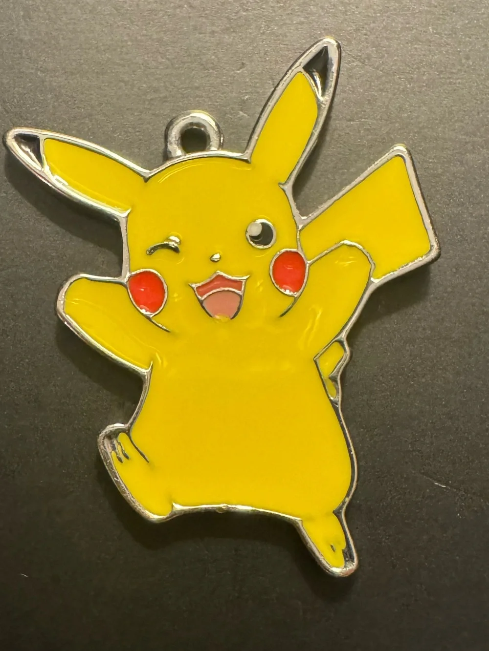 Pokémon Pikachu Enamel Charm Pendant Winking Yellow 1”